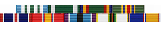 Joint Service Commendation Medal | Navy/Marine Corps Commendation Medal | Navy Unit Commendation Ribbon | Navy Commendation Medal | Air Force Navy Meritorious Unit Commendation Ribbon | National Defense Service Medal | Humanitarian Service Medal | Cold War Victory Medal Ribbon | United States Navy Commemorative Ribbon